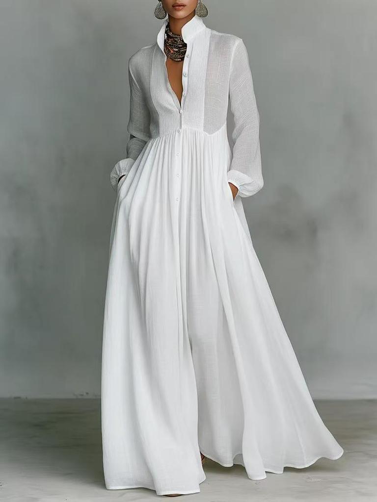 2026 European & American Fashion Slimming A-line Long Sleeve Dress - Elegant Vacation Style