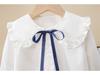 Spring & Autumn Girls' Cotton Doll Collar Long Sleeve Shirt - Casual Trendy Top for Kids