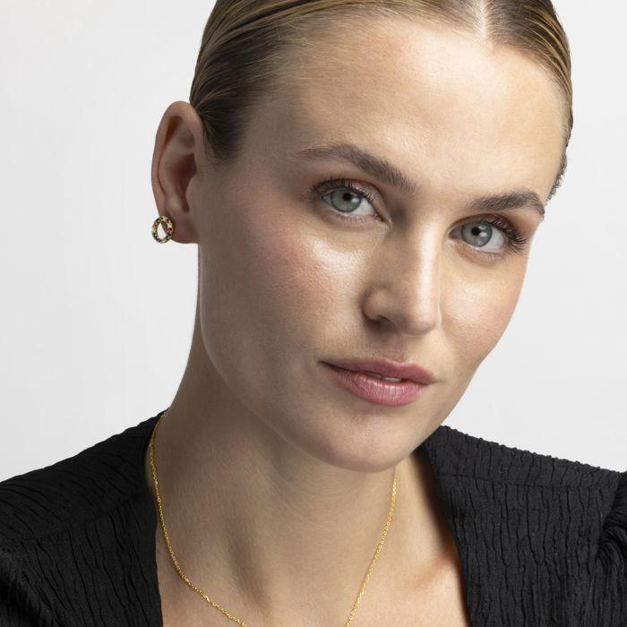 Boucles d'oreilles - Luxenter - Machi - Argent 925 - Zircon multicolore - Or jaune 18K