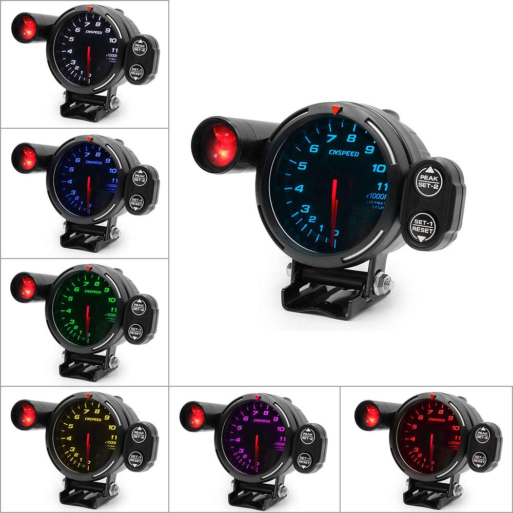 GoolRC Motorcycle Tachometer 3.5" RPM Gauge with 7 Color Backlight 0-11000 RPM