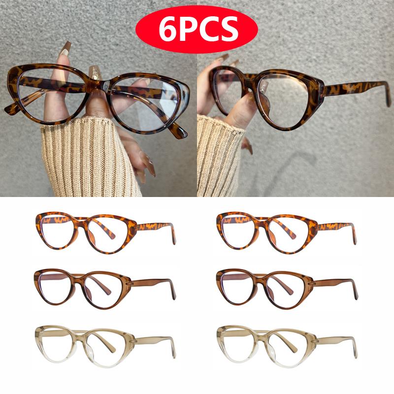 1/6pcs INS Cat Eye Glasses Frame Women Men Oversized Anti Blue Light Flat Mirror Unisex Eyewear Fashion