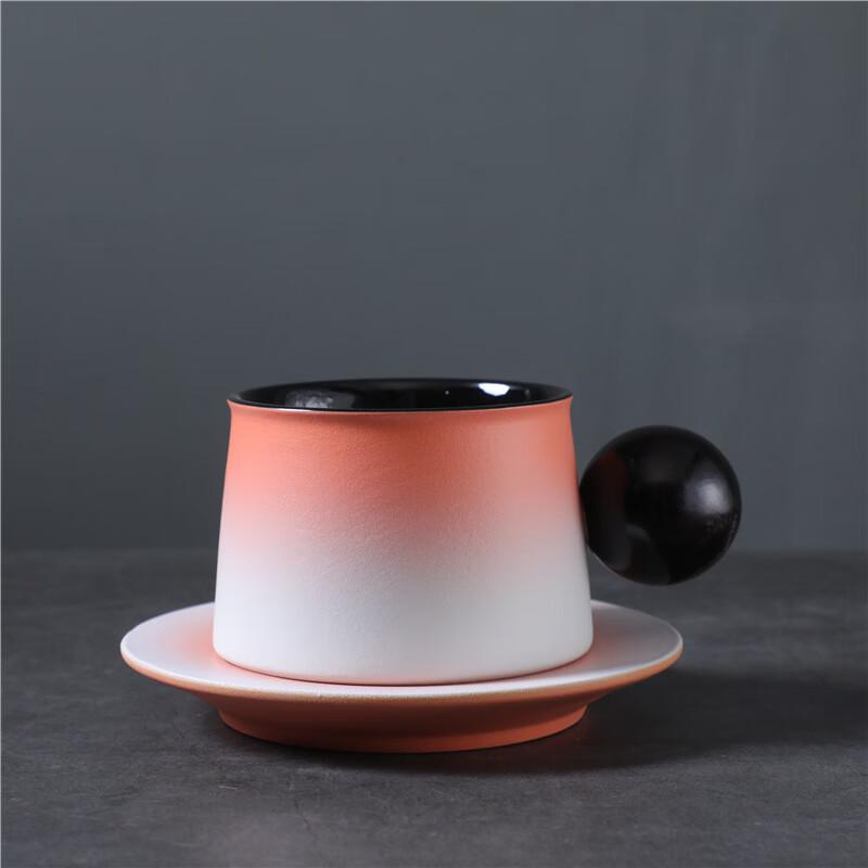 

Spherical Wooden Handle Coffee Cup and Saucer Set