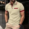 Men's Summer New Short Sleeve Splicing Color Blocked Casual Sports Polo Shirt