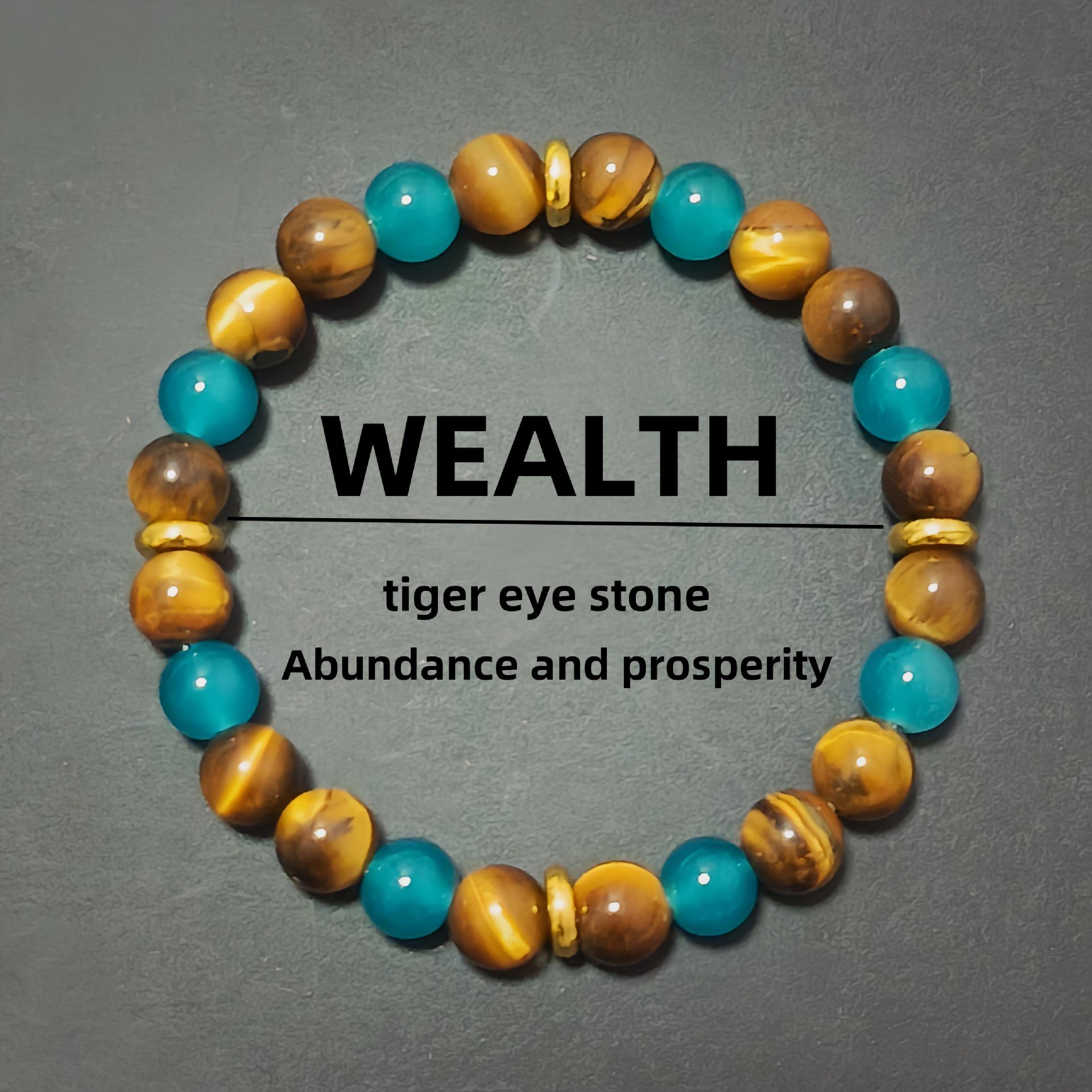 Xi Yin TK Bestseller: 8mm Tiger Eye & Blue Lapis Lazuli Beaded Bracelet for Men & Women