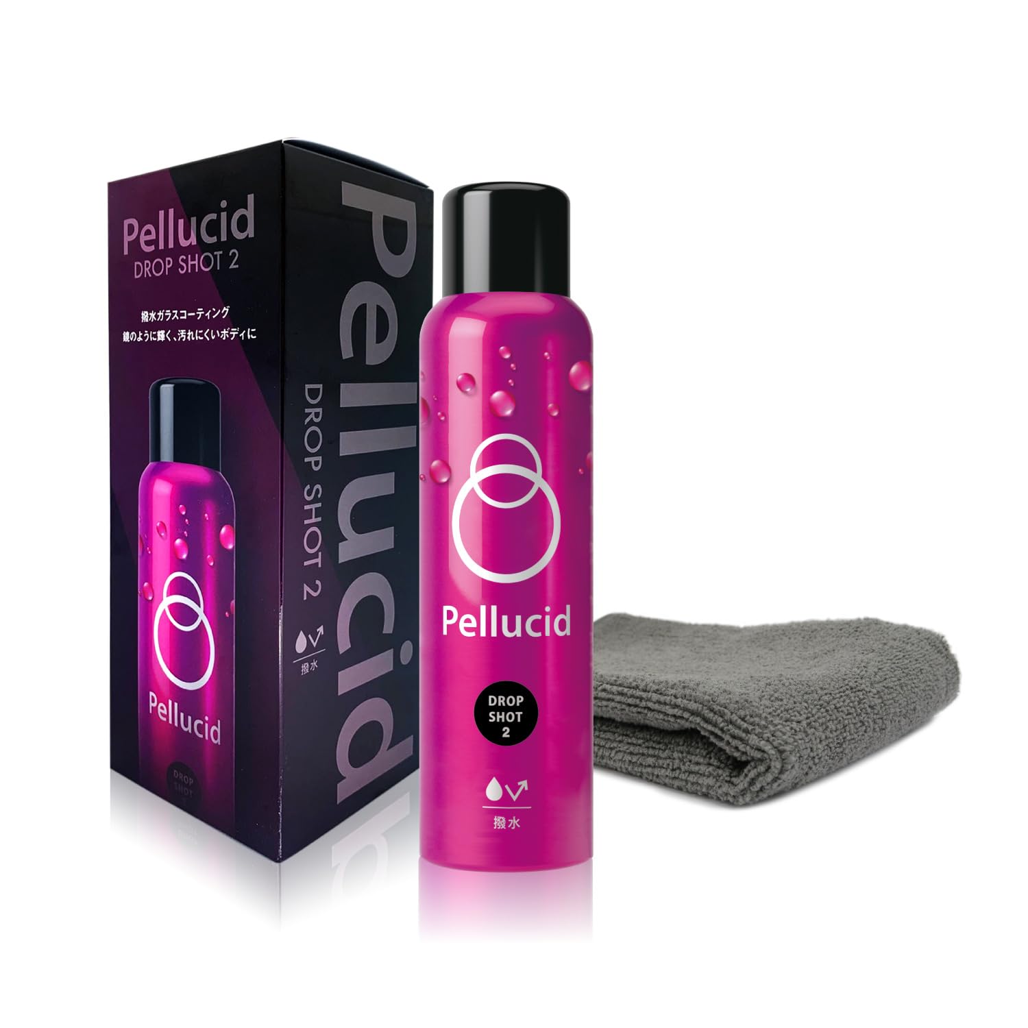 

Pellucid Drop Shot 2 Glass Coating Agent for with Cloth High UV Coating Effect Lasts Approximately 6 Water-Repellent Cars, 210ml, Included, PCD-812. розовый