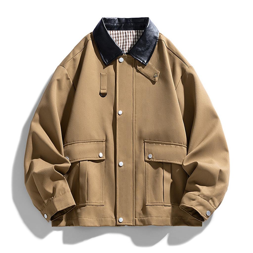 Fashion Trend New Men's Jacket Casual Loose Vintage Plus Size Overalls Lapel Coat