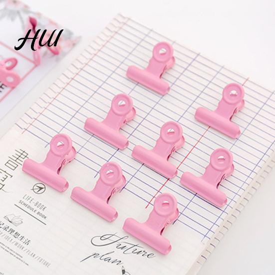 Paper Clamp Metal Clip 8PCS Binder Clips Round Tail Safety Design Stable Clamping Fresh Color Force Macaron Rust Resistant Office School Supplies