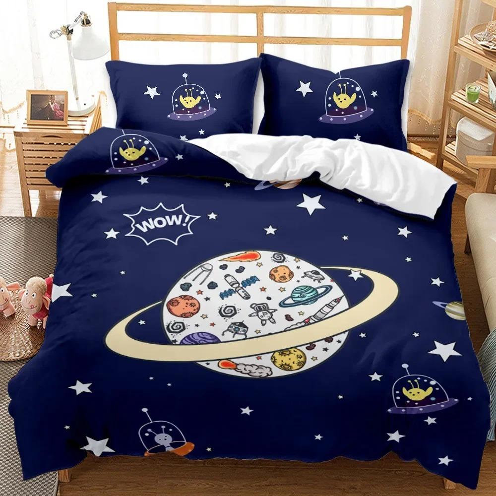 Astronaut Duvet Cover Set, Space Bedding Set for Kids Boys, Sky Galaxy Themed Comforter Cover, QueenKingTwin Size Quilt Cover