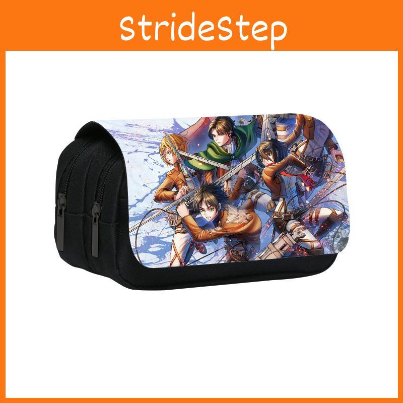Attack On Titan Anime Pattern Student Double Layer Flip Cover Stationery Bag For School And Office