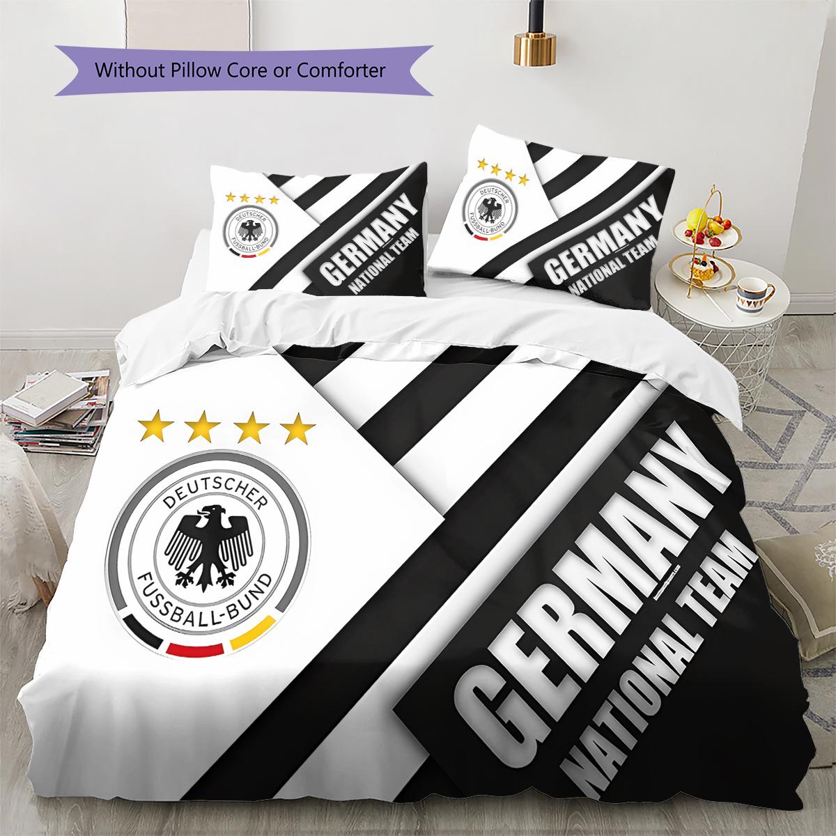 

Germany National Football Team Pattern Bedding,Quilt Set Quilt Cover Pillowcase Home Birthday Gift (1 * duvet cover + 2 * pillowcase, without core) 135x200cm