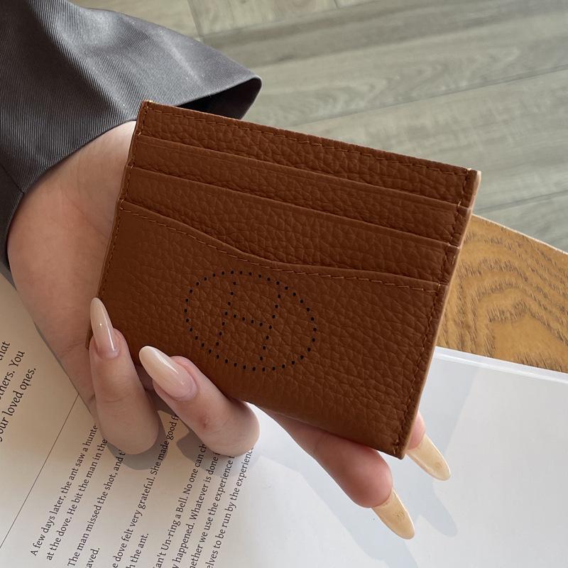 Women's Genuine Leather Ultra-Thin Card Holder, High-End Cowhide, Anti-Demagnetization, 2025, Ins Style