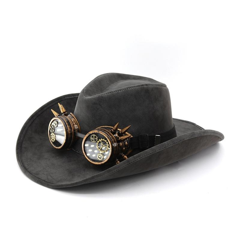 Antique Western Fedoras Hat Punk Sueded Design Winter Warm Top Hat Styling Accessory For Men Women Unisex Headwear