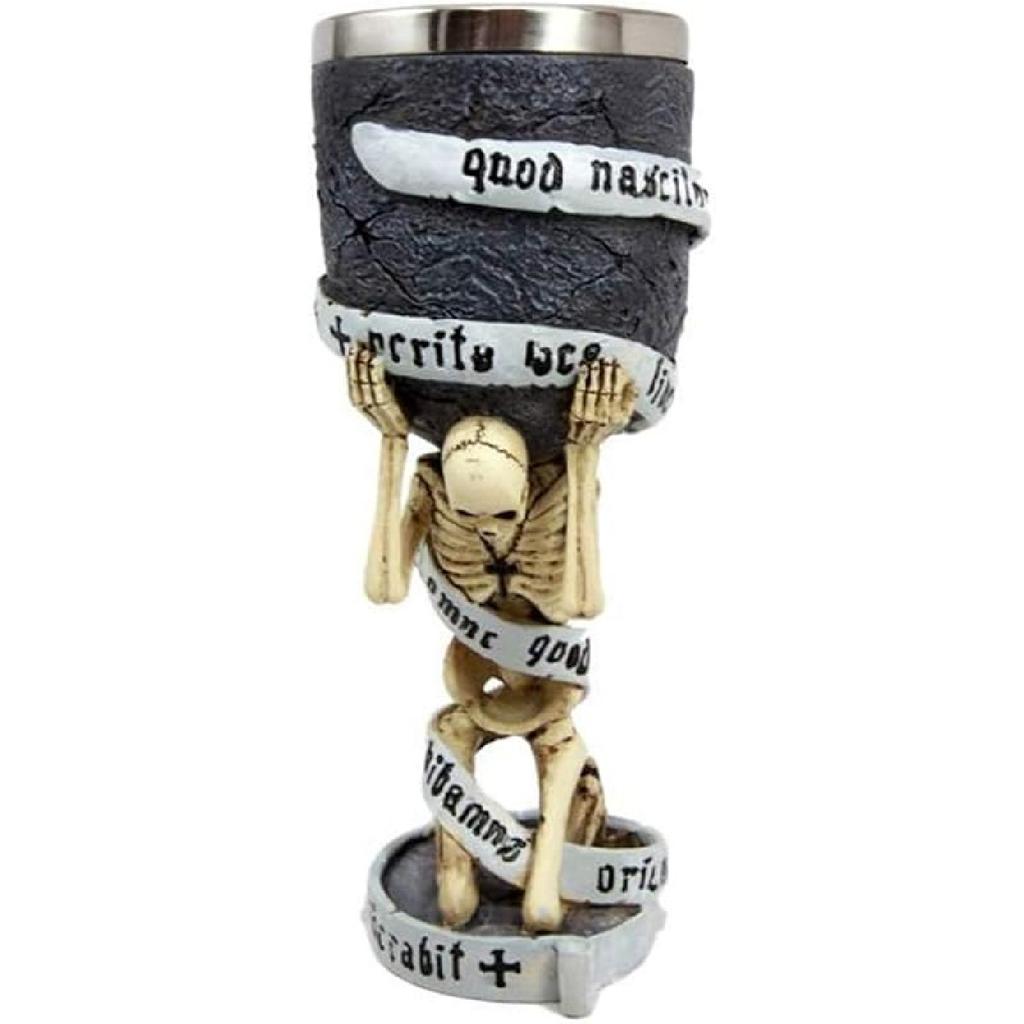 Tvoip Horrible Resin Stainless Steel Skull Goblet Retro Claw Wine Glass Gothic Cocktail Glasses Wolf Whiskey Cup Party Bar Drinkware (Skull1)