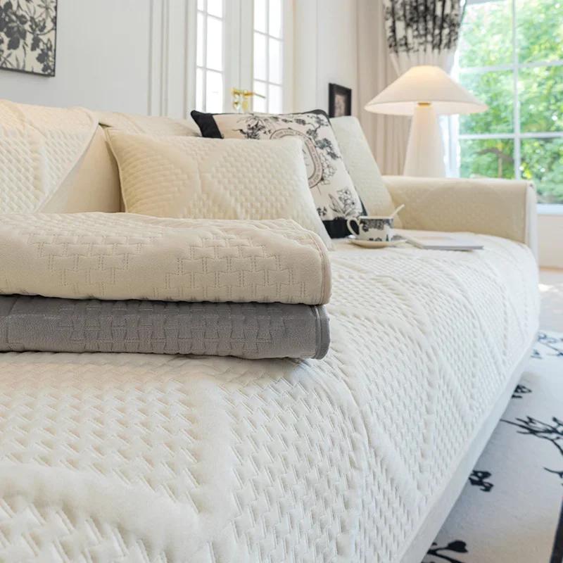 Velvet Sofa Cover Adjustable Sofa Seat Cover Living Room Sofa Covers Quilting Sofa Pad Removable Slipcover Nordic Couch Covers