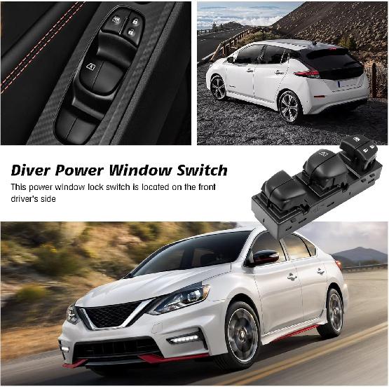 Driver Side Master Power Window Switch Compatible With Nissan Juke 2011-2017, Nissan Tiida/Sylphy 2012-2016, Nissan Altima/Sentra/Leaf/Rogue