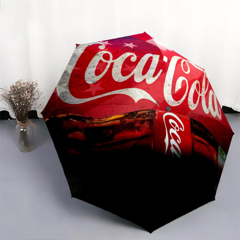 1PC Coca-cola American Flag Automatic Umbrella - Suitable Travel Outdoor Portable Umbrella Birthday Gift Daily Essentials
