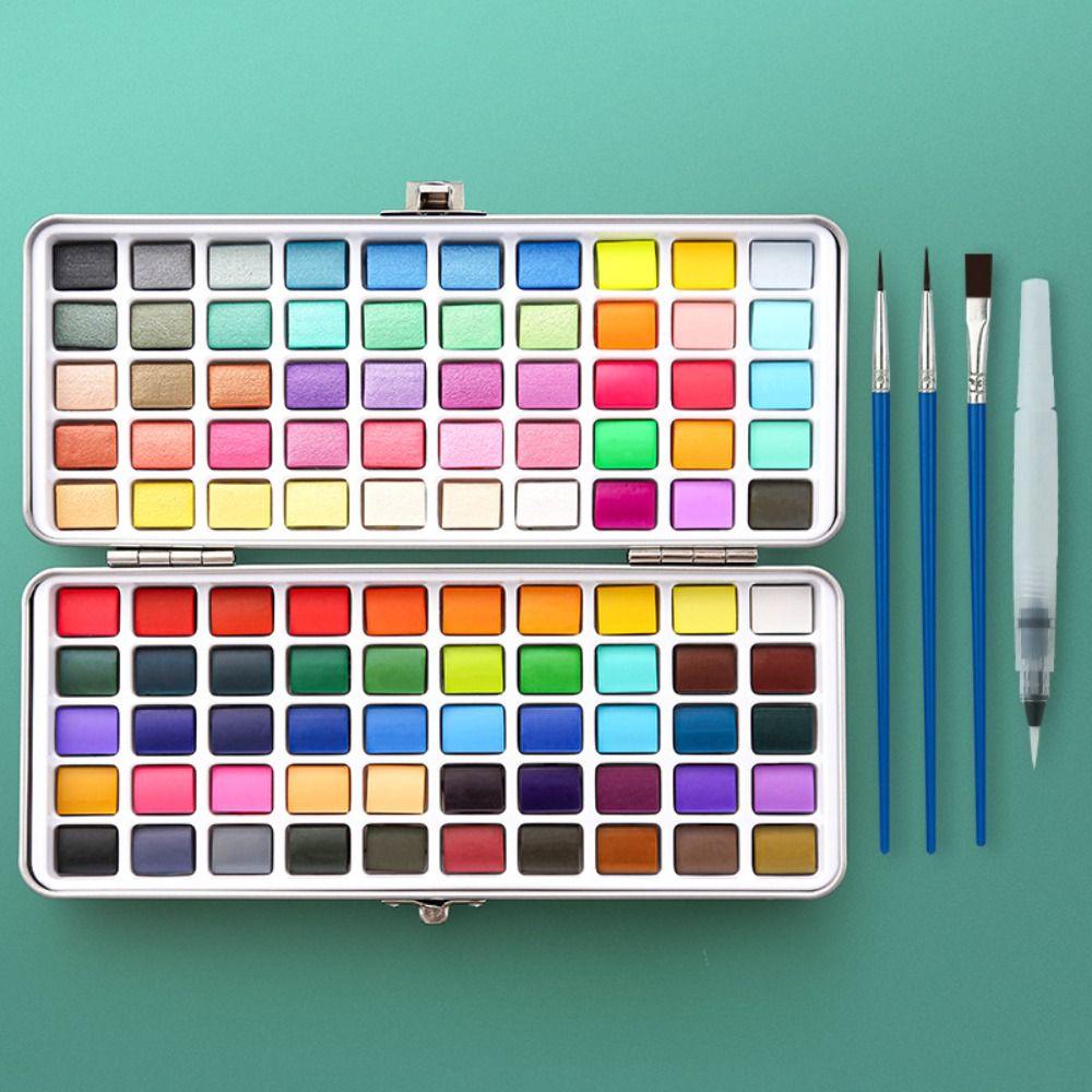 Portable Watercolor Pigment Kit Professional DIY Painting Kit Foldable Travel WaterColor  Nail Art