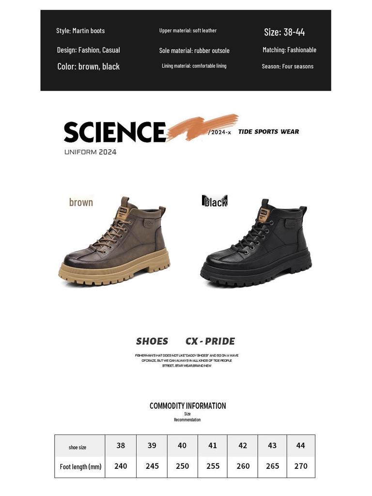 2024 Men's Mid-Cut Martin Boots with Velvet for Autumn and Winter – Trendy Men's Footwear