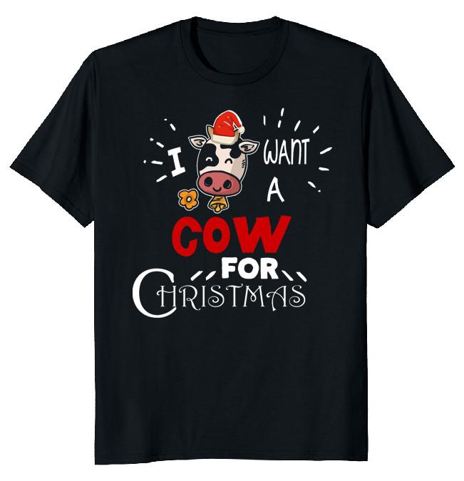 NEW LIMITED I Want A Cow For Christmas Funny Novelty Tee XL