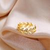 Golden Wheat Spike Zircon Ring for Women - Trendy Full Diamond Electroplated Jewelry.