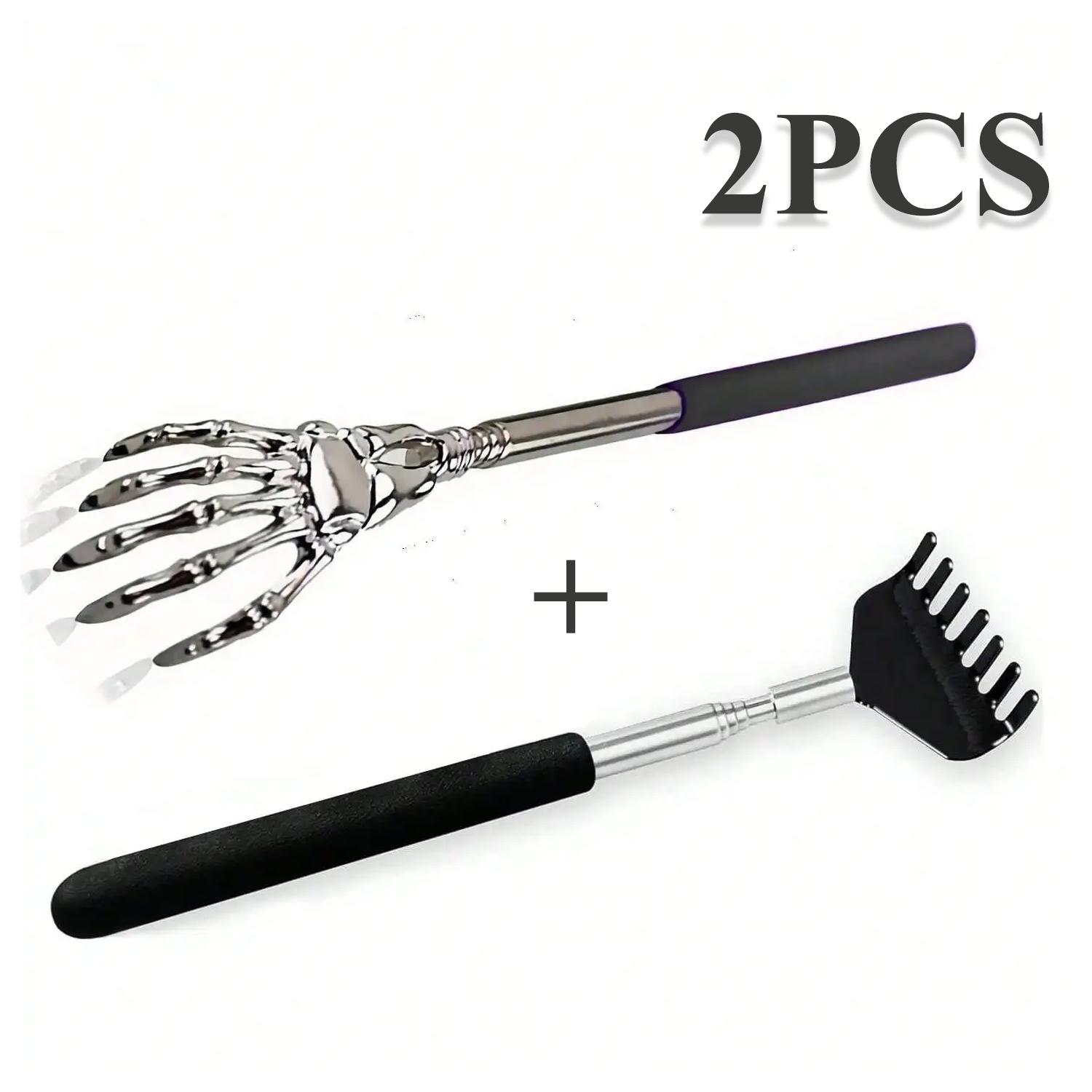 

2 шт. Чесалка для спины из нержавеющей стали, телескопическая, раздвижная, массажер, снимает зуд, расслабление тела