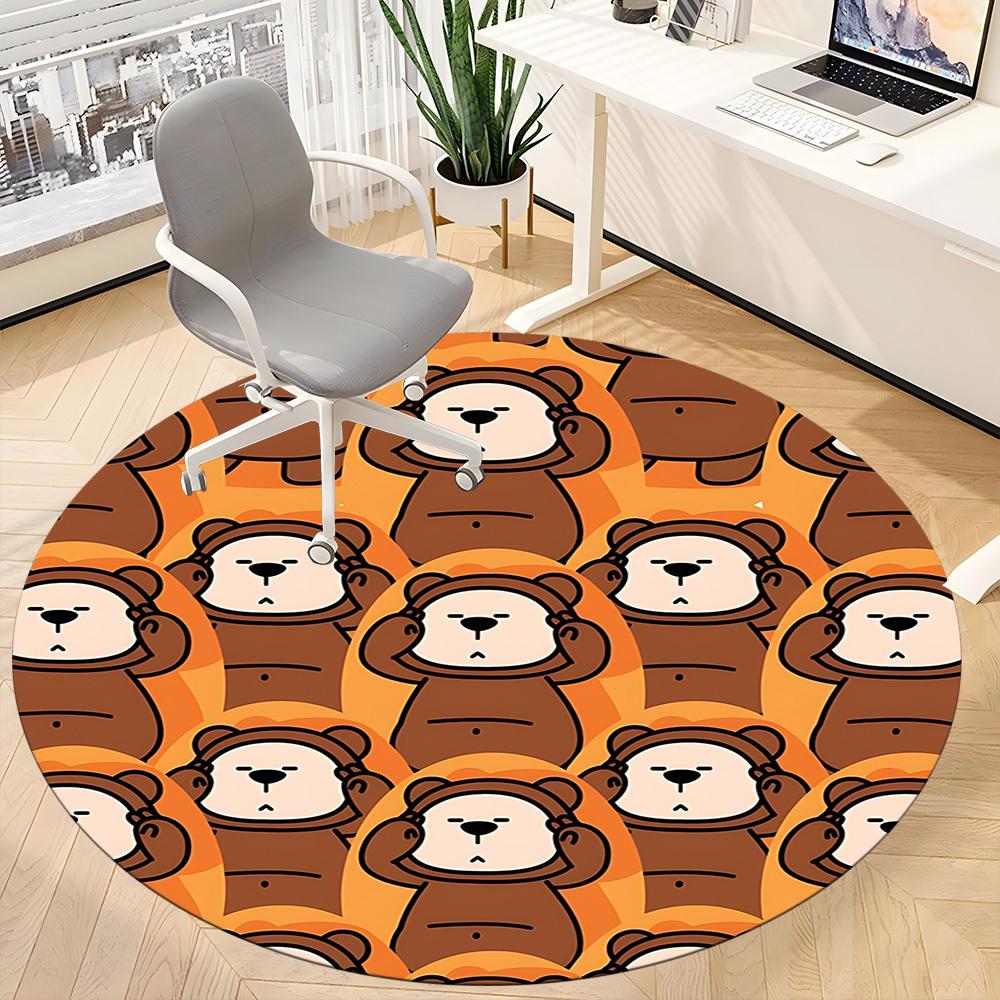 1PC Teddy Bear Print Chair Carpet for Office, Indoor Non-Slip Washable Carpet, Soft Comfortable Mat For Office Room yy250930089