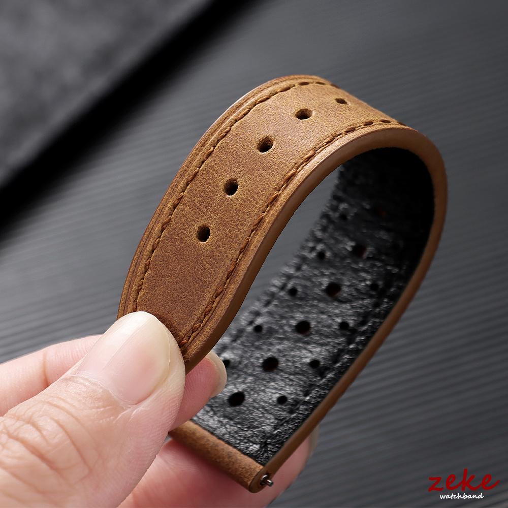 Quick Release Vintage Leather Watch Strap Stitching Cowhide Band for Omega 18/19/20/21/22/24mm Deployment Clasp Wrist Bracelet