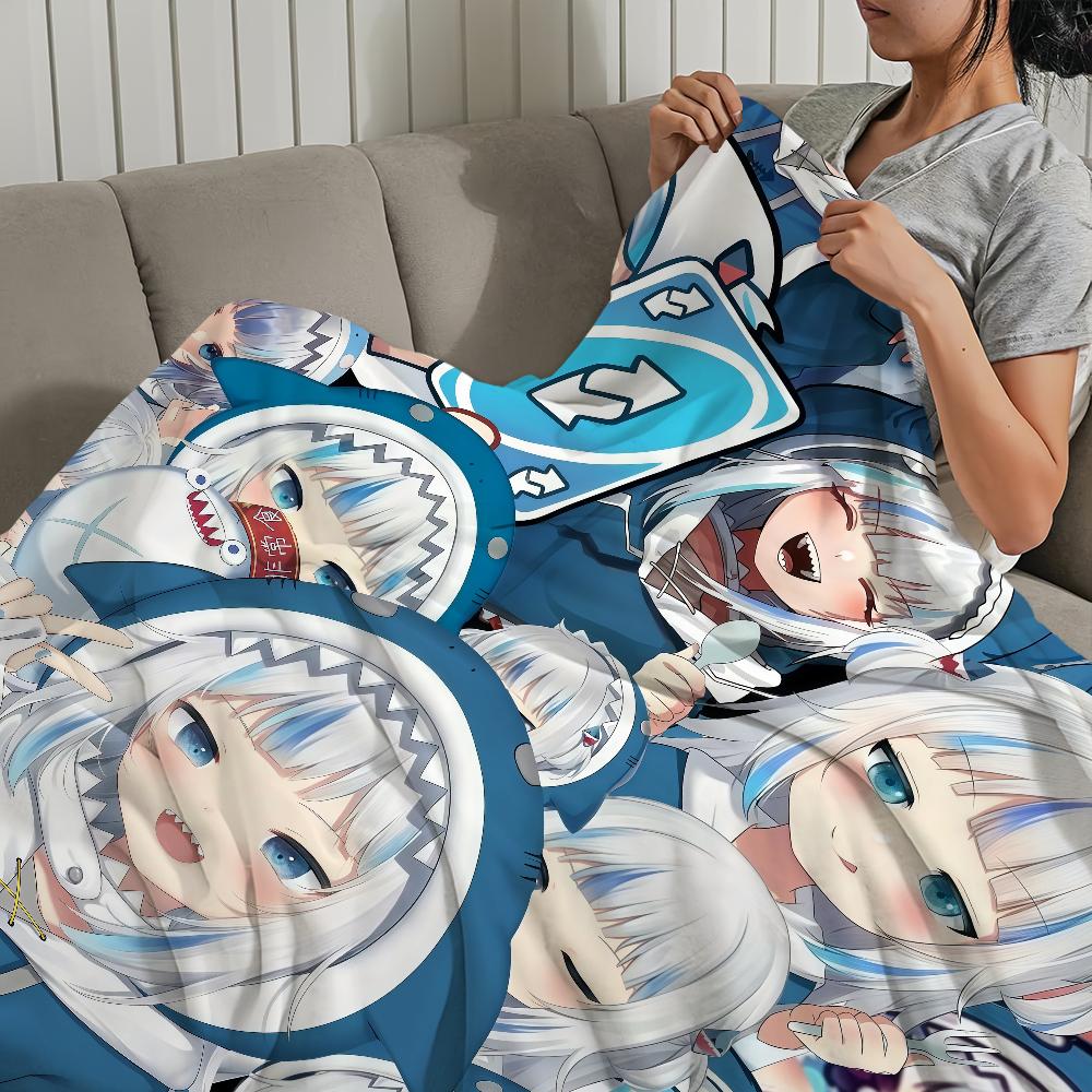 Kawaii Anime Girl Music Art G-gawr G-gura Blanket Flannel Warm Comfort Soft Plush Blanket Sofa Living Room Bedroom Travel Gift