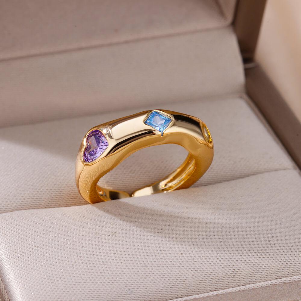 Zircon Flame Drop Rings For Women Stainless Steel Water Drop Adjustable Ring Femme Wedding Party Fshion Jewelry Gift Femme
