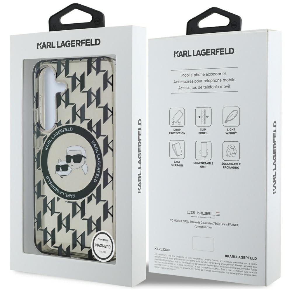 Etui Karl Lagerfeld Button               Karl&Choupette Heads On Kl Pattern Magsafe Do Samsung Galaxy S25 Czarny