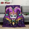 Purple Clown Mask 2D Flat Pattern Flannel Blanket High Quality All Seasons Warmth and Comfort Perfect for Christmas Gifts.MMT0918301