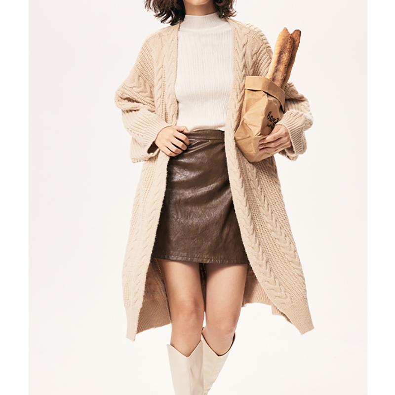 

Осінній вільний потовщений теплий довгий кардиган Пальто вуличного одягу Однотонний в’язаний светр з довгими рукавами Верхній одяг у рубчик Зима One Size абрикосовий