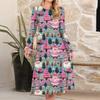 Women's Christmas Printed Fashionable Loose Round-neck Dress