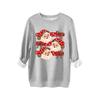 Womens Thick Hoodie Leopard Print Bow Santa Snowflake Graphic Round Neck Loose Fit Casual Winter Sweatshirt