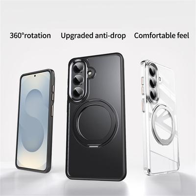 For Samsung Galaxy S26+ Magnetic Case TPU + Acrylic + Metal Kickstand Matte Phone Cover