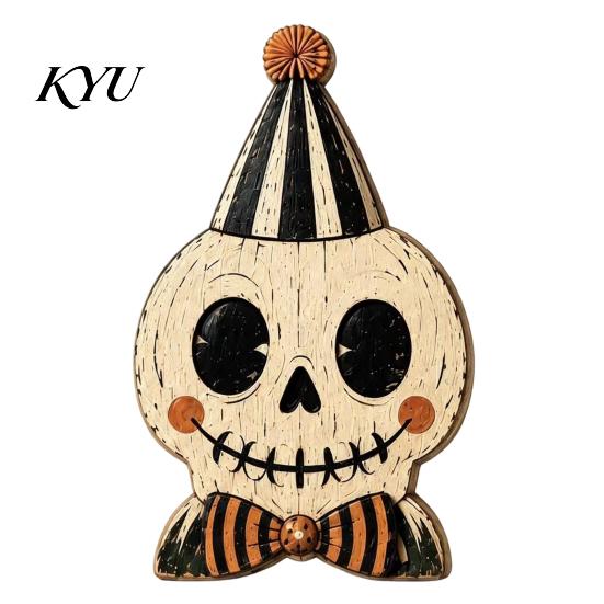 Cute Cartoon Tabletop Figures Vintage Halloween Double-Layer Wooden Decor, Spooky Character Wood Charming Retro Crafts Signs, Farmhouse Tiered