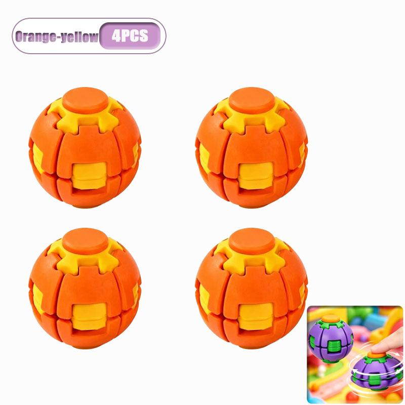 1-4Pcs Press Spin Transform Stress Ball Dual Mode Squeeze And Rotate Fidget Toy Silent Gyro Desk Calm For Office Study
