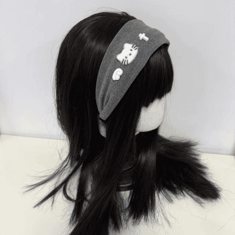 Angel Miffy Rabbit Korean-Style Gray Wide-Brim Headband - Cute Cartoon Hair Accessory for Girls