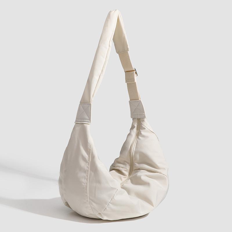 Japan and South Korea Large-capacity Dumpling Bag Spring and Summer Solid Color Student Shoulder Bag Trendy Casual Wide Shoulder Strap Nylon Messenger