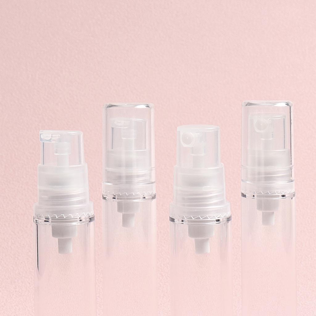 4Pcs 10ML Clear Empty Refillable Airless Vacuum Pump Cream Lotion and Spray Portable Bottle Set Sample Packing for Toiletries