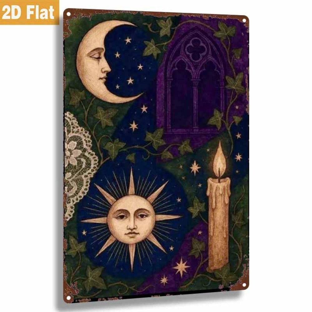 Vintage Sun Moon Boho Metal Wall Art 20x30cm Home Decor Tin Sign