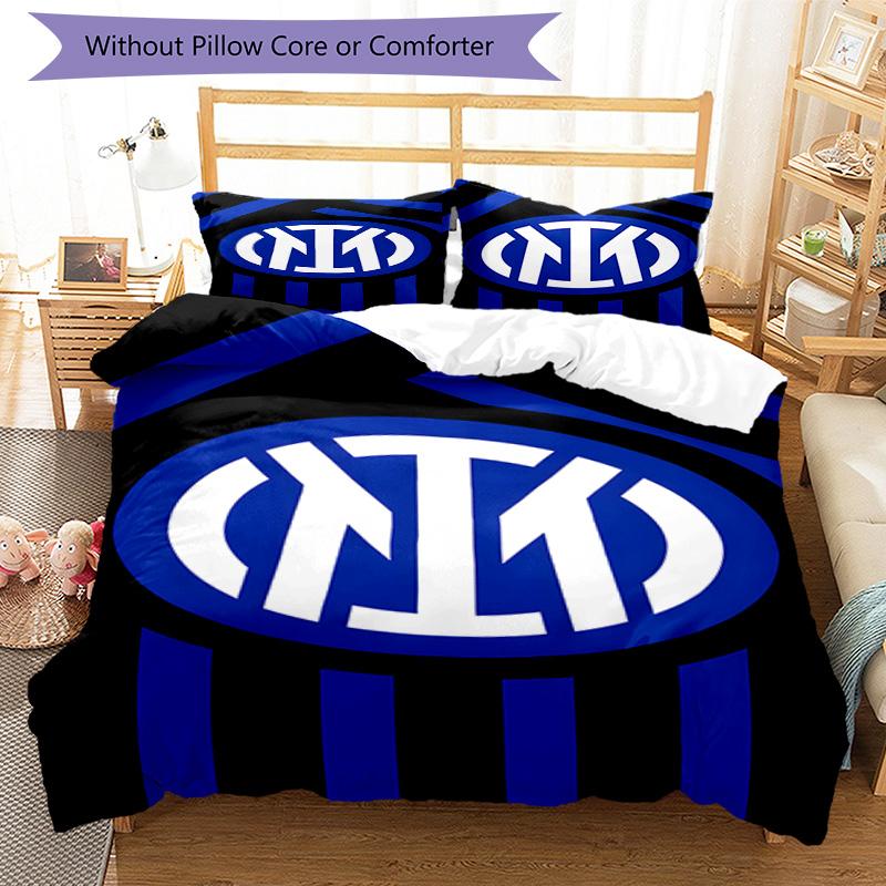FC. Set Copripiumino con Fantasia Stampata Internazionale Milano – include 1 copripiumino e 2 federe coordinate Decorazione per la camera da letto Regali di Natale