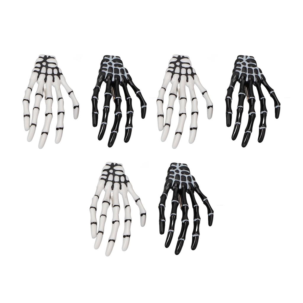 3 Pair Halloween Skeleton Hands Bone Hair Clips Delicate Punk Rock Horror Hair Clip for Women Girls