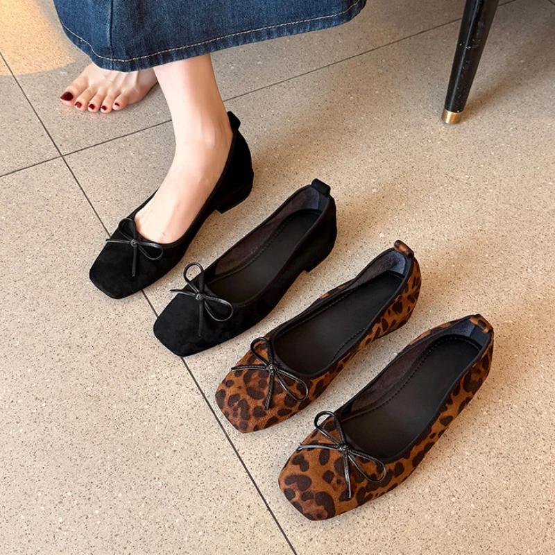 Designer Vintage Leopard Women Mary Jane Shoes Fashion Shallow Slip On Elegant Low Heel Ladies Shoes