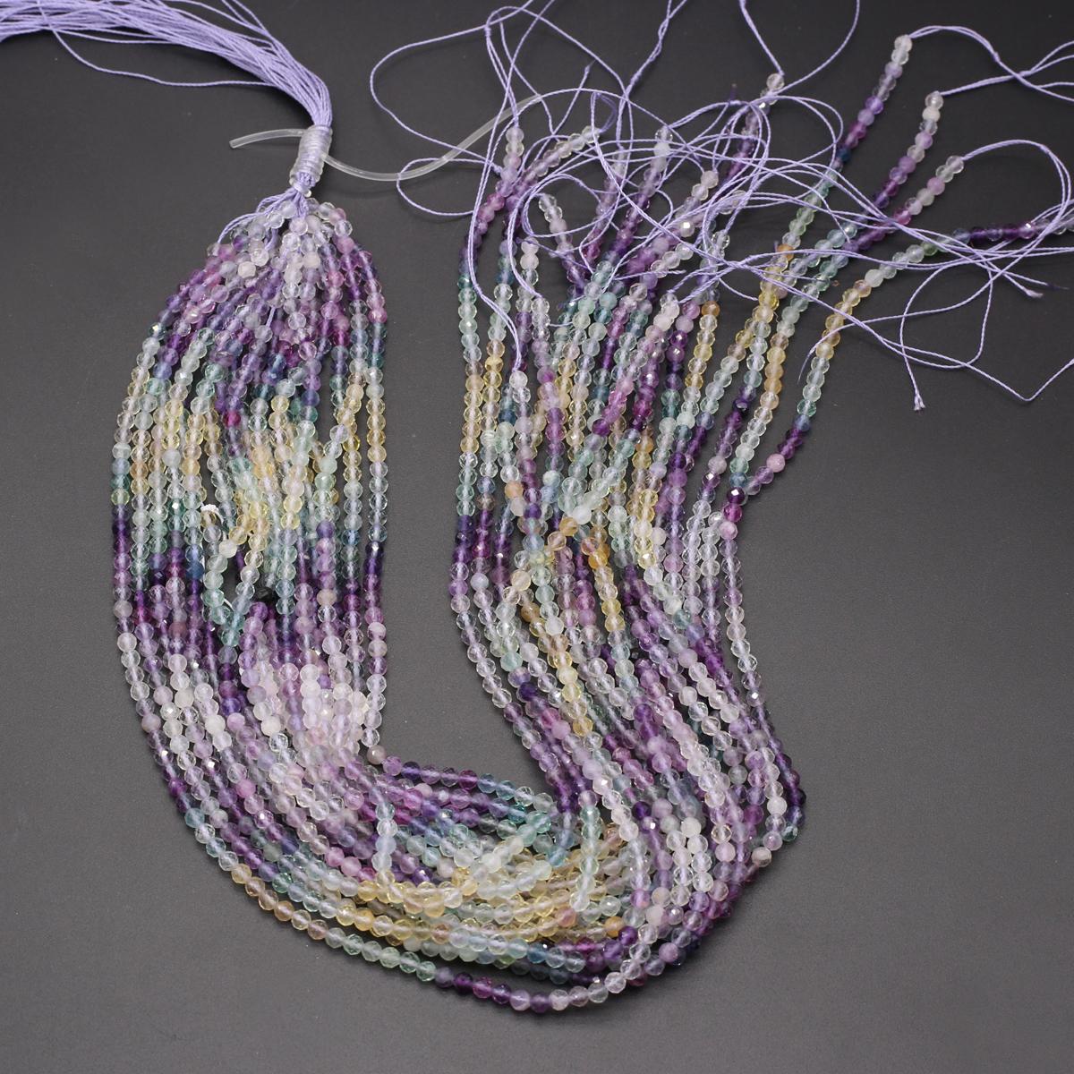 1 нить граненые бусины из флюорита из натурального камня 2 мм 3 мм бусины из флюорита — фото 8