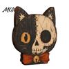 Textured Wood Craft Ornaments Halloween Wooden Ornaments, Distressed Pumpkin/Cat Decorations, Desktop & Wall Premium Solid Art Decors for Autumn