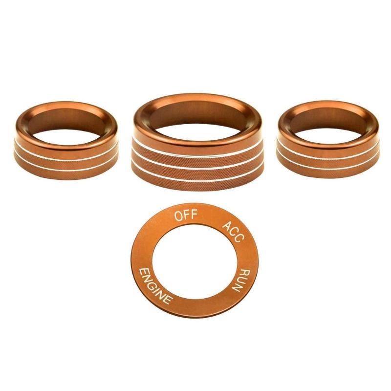 

3Pcs Auto Center Console Knob Ring Car Interior Air Conditioning Control Radio Knob Covers Trim for-Challenger 2015-2021 помаранчевий