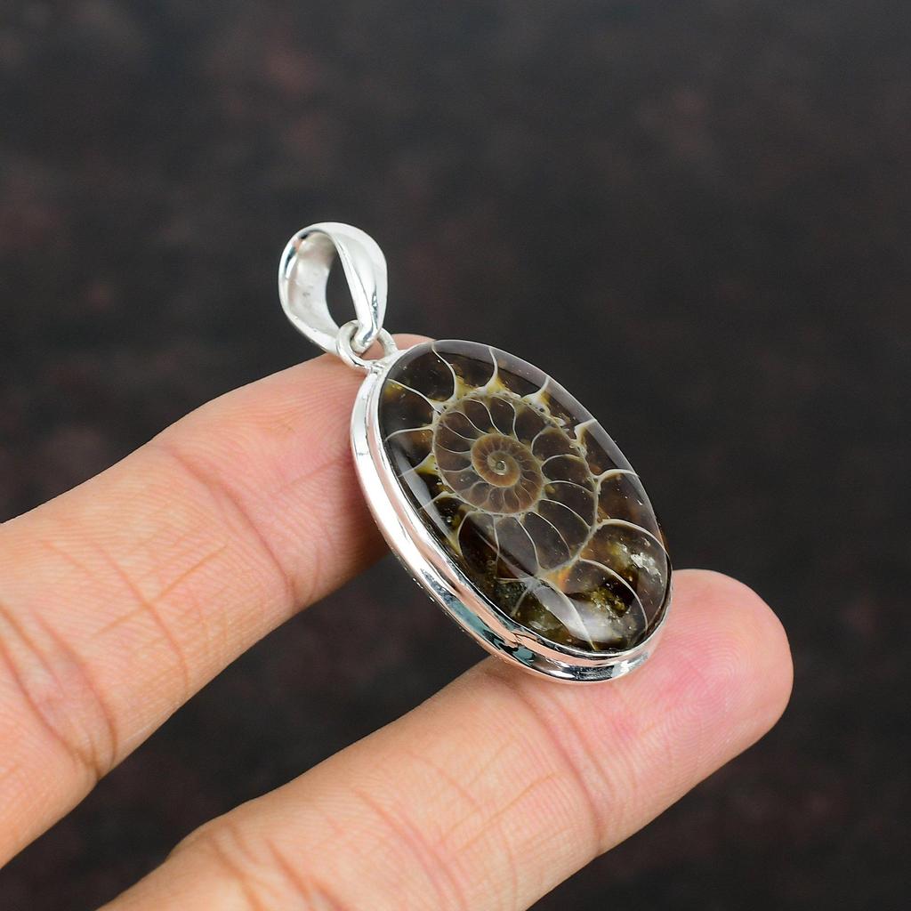 Ammonite Fossil Pendant Handmade Jewelry Gemstone Pendant 925 Sterling Silver Pendant Ammonite Fossil Jewelry Unique Pendant Gift For Mother