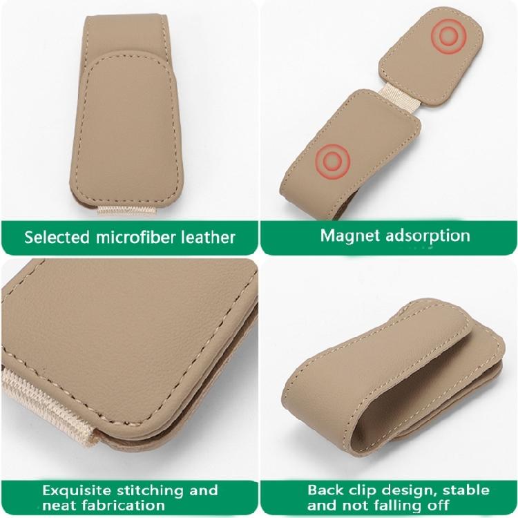 Car Sun Visor Glasses Mount Ticket Card Holder Magnetic Leather Hanger Clip