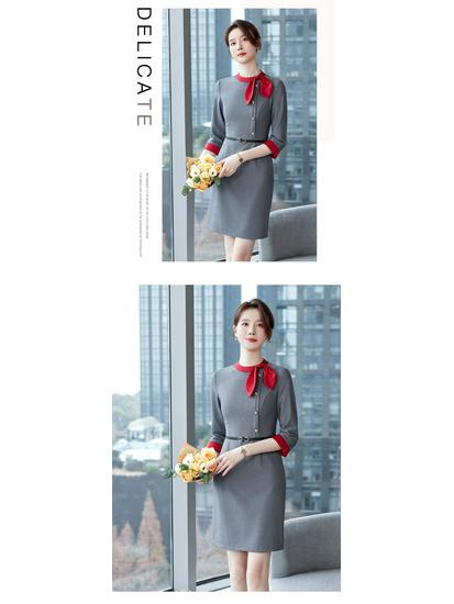 2024 Elegante Professionelle Arbeitskleidung für Frühling & Herbst: Kleid im Göttinnen-Stil für Verkaufs-, Empfangs-, Schönheitssalon- und Flugbegleiterrollen